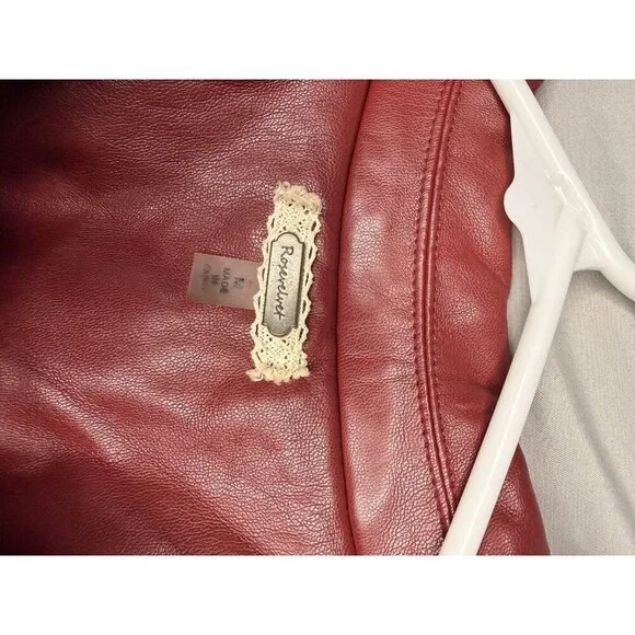 Rosevelvet Red Faux Leather Blazer Jacket Women’s Med Lined One Button Vegan - Picture 3 of 8